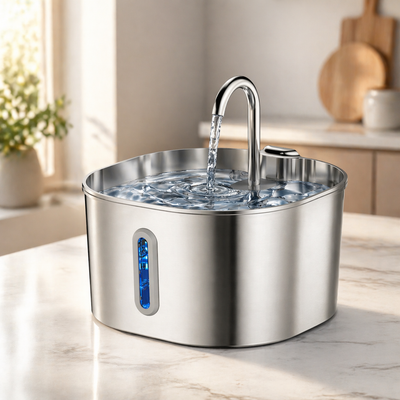 Virido™ RVS Drinkfontein — Continu Gefilterd & Fluisterstil | 2,2L